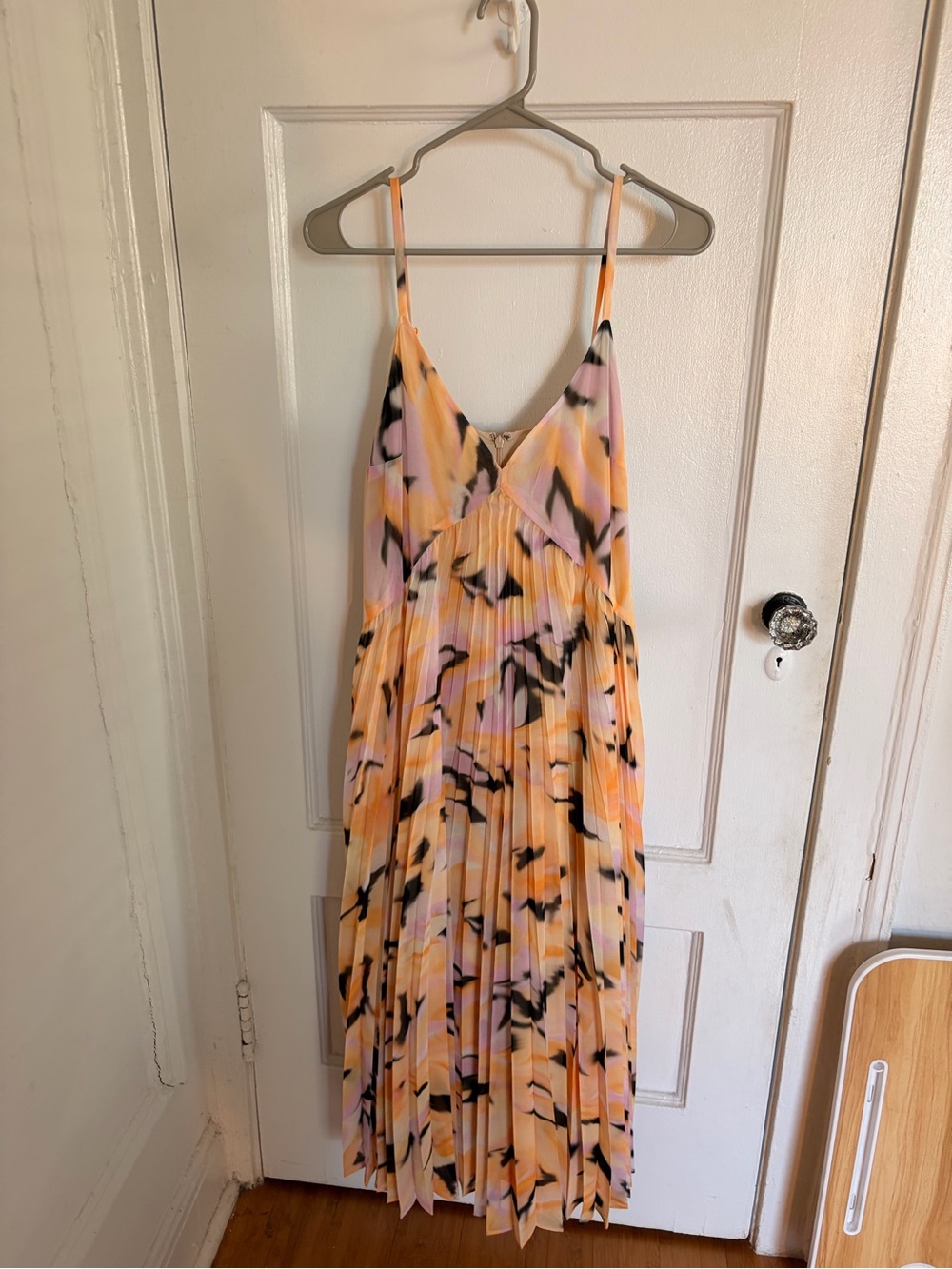 Chelsea28 Satin Lined Dress in Beige with Pastel Accents